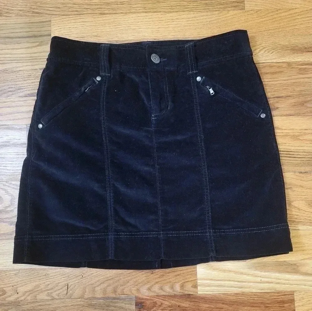 Athleta Roseville Flint Dark Grey Velvet Mini Skirt(8)